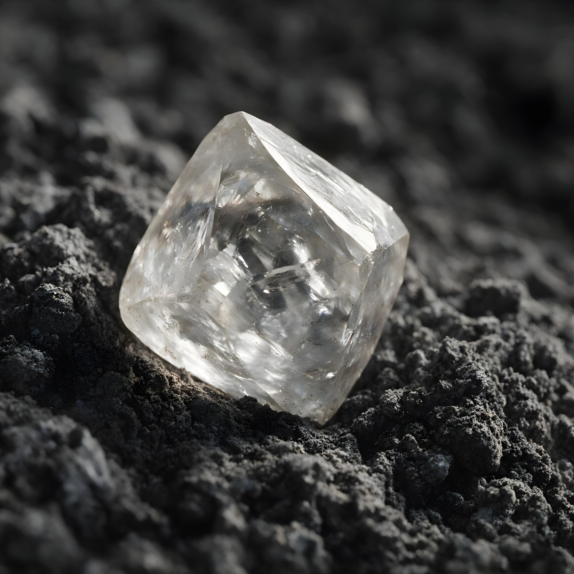 Episode 8 thumbnail: a rough uncut diamond resting on dark grey volcanic soil.