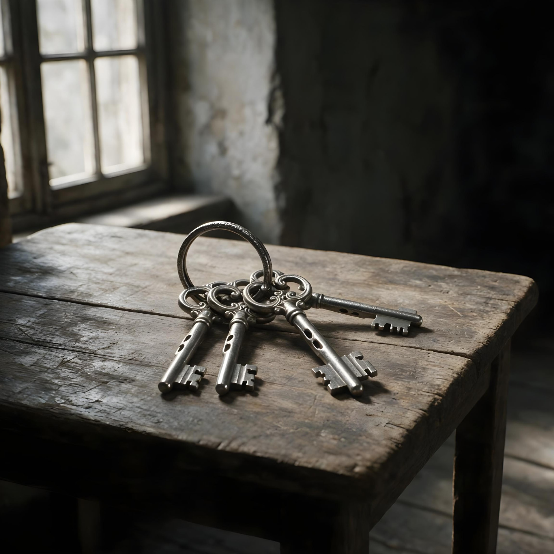 Episode 2 thumbnail: a ring of antique iron keys resting on a weathered wooden table in dim light, symbolising the keys to a kingdom handed away.